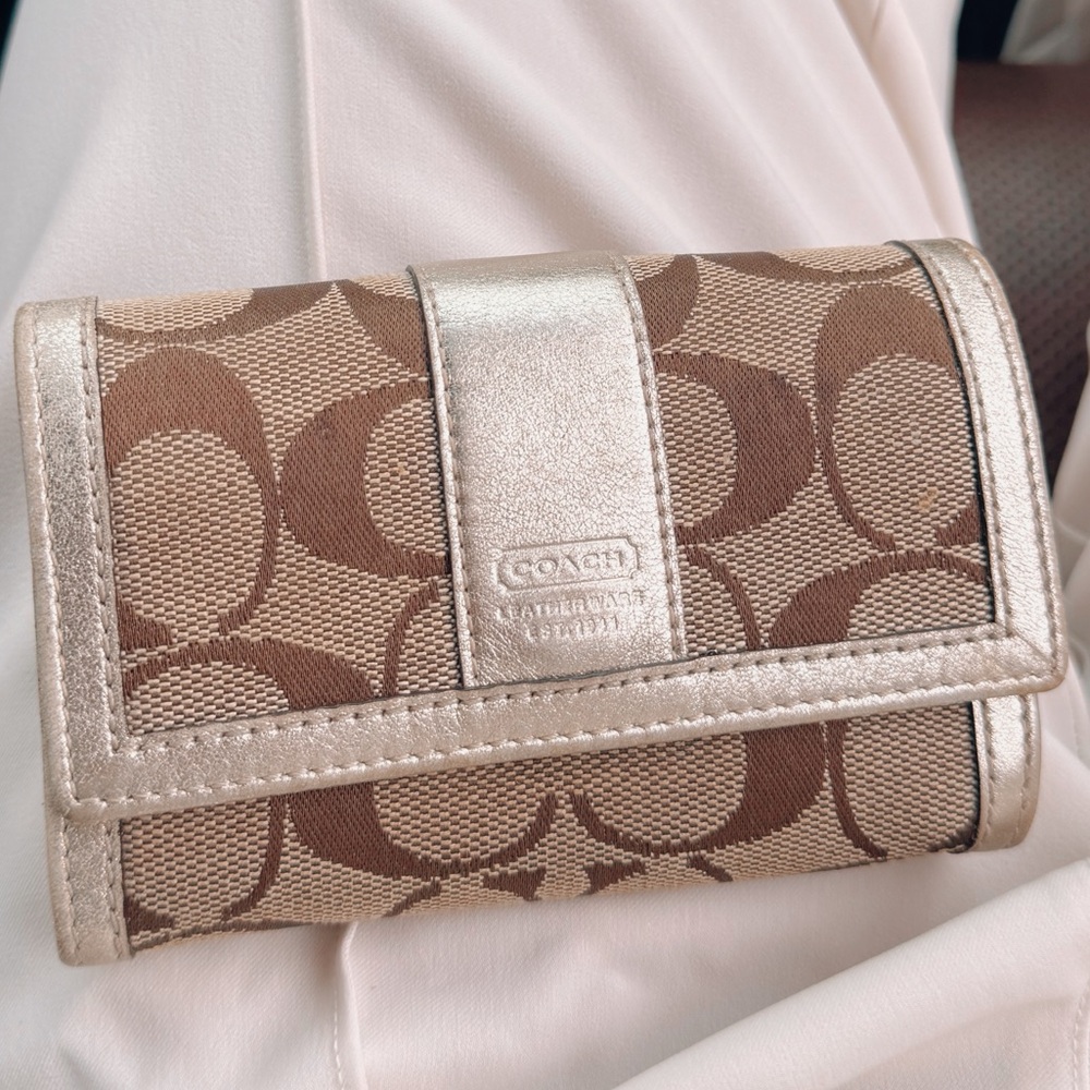 Coach Tan and Gold Wallet